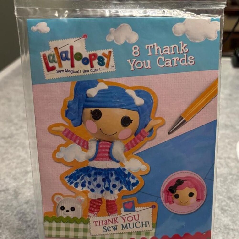 Lalaloopsy 8 Thank You Cards & Envelopes NIP Sew Magical Sew Cute